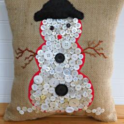Snowman Pillow Holiday Decoration, Burlap Christmas Pillow, Rustic Decor, Gift - thumbnail 2
