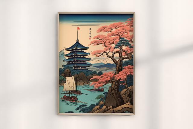 Hiroshige Cherry Blossom Woodblock, Traditional Japanese Art, Vintage Poster, Original Woodblock, Hiroshige Artwork - image 1