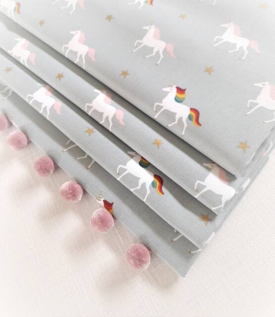 Unicorns Blackout Lined Roman Blind With Pom Trim - image 1