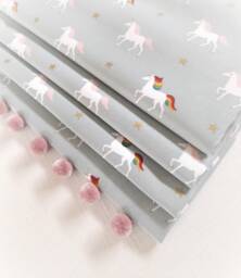 Unicorns Blackout Lined Roman Blind With Pom Trim