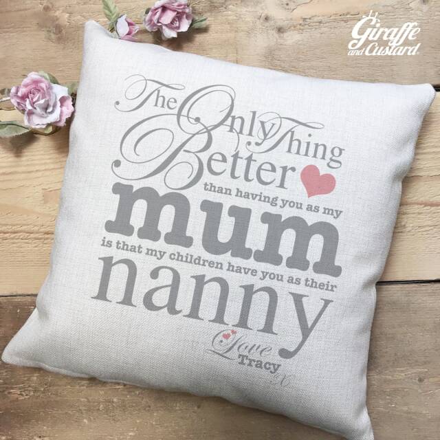 Personalised Mothers Day Cushion Cover Gift - Mum & Grandma Nanny Nan Nanna Grandmother Quote 40cm 16 Inch Heavy Linen - image 1