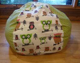 Turquoise & White Owl Bean Bag Chair Cover With & Polka Dots, Aqua - Gift Under 75 - thumbnail 3