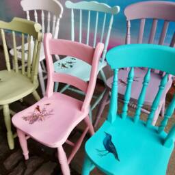 Mismatch Vintage Dining Chairs With Vintage Bird Design - Painted To Order Contact Me Your Postcode For A Shipping Quote - thumbnail 3