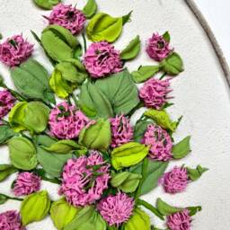 Clover Sculpture Painting Wildflower Painting Pink 3D Flowers Wall Decor Floral Three Dimensional Flowers - thumbnail 3