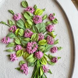 Clover Sculpture Painting Wildflower Painting Pink 3D Flowers Wall Decor Floral Three Dimensional Flowers - thumbnail 2