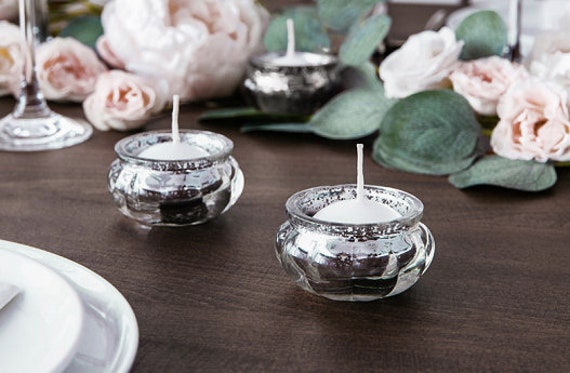 Silver Glass Tea Light Holder/ Frosted Christmas/Christmas Decoration/Light Holder/Christmas Candles/Wedding/Glassware /Table Lights