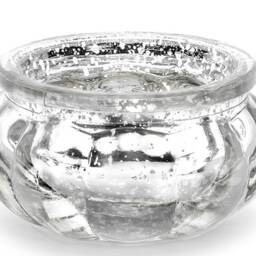 Silver Glass Tea Light Holder/ Frosted Christmas/Christmas Decoration/Light Holder/Christmas Candles/Wedding/Glassware /Table Lights - thumbnail 2