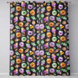 Cute Halloween Sweet Donut Ice Cream Candy Grey Background Seamless Pattern Readymade Eyelet Ring Top Thermal 100% Blackout Curtains - thumbnail 2