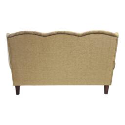 Wing Back Queen Anne Sofa Gold Floral Fabric, Solid Wood Legs - thumbnail 4