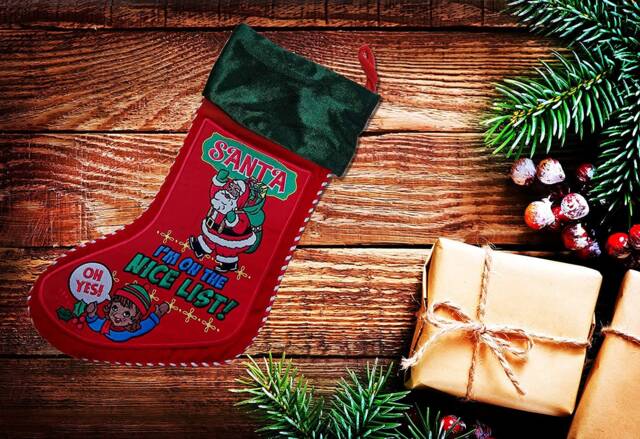 Luxury Velvet Christmas Stocking - Embroidered Santa Design, Red & Green Holiday D??cor - image 1