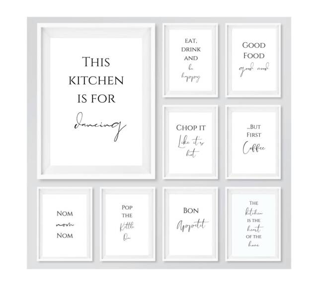 Kitchen Prints, Wall Art, Black & White Print, Home Office, First Coffee Quote, Decor - image 1