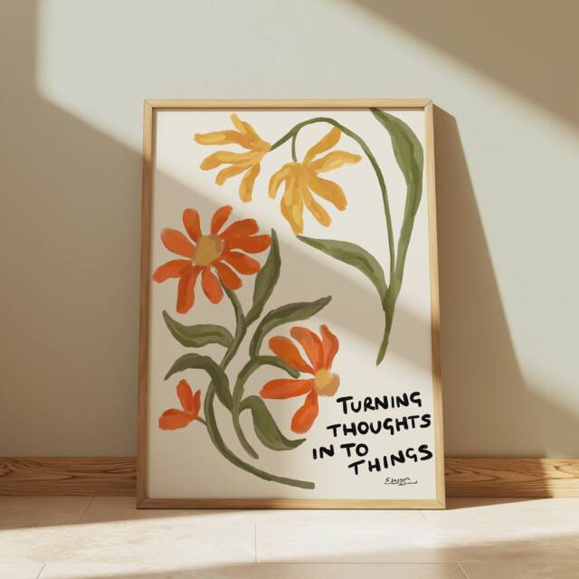 Floral Art Print Quote. Aesthetic Painting Wall Decor For Home. Mid-Century Modern Inspired. Minimalist Living Room, Bedroom, Office