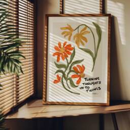 Floral Art Print Quote. Aesthetic Painting Wall Decor For Home. Mid-Century Modern Inspired. Minimalist Living Room, Bedroom, Office - thumbnail 3