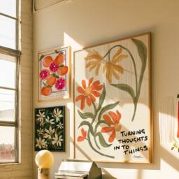 Floral Art Print Quote. Aesthetic Painting Wall Decor For Home. Mid-Century Modern Inspired. Minimalist Living Room, Bedroom, Office - thumbnail 2