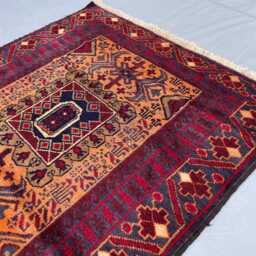 3x5 Sultani Accent Rug - Red & Orange Tribal Design Hand-Knotted Wool Rug, Vegetable Dyed, Perfect For Living Room, Bedroom, Kids Room - thumbnail 3