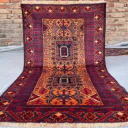 3x5 Sultani Accent Rug - Red & Orange Tribal Design Hand-Knotted Wool Rug, Vegetable Dyed, Perfect For Living Room, Bedroom, Kids Room - thumbnail 2