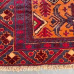 3x5 Sultani Accent Rug - Red & Orange Tribal Design Hand-Knotted Wool Rug, Vegetable Dyed, Perfect For Living Room, Bedroom, Kids Room - thumbnail 4