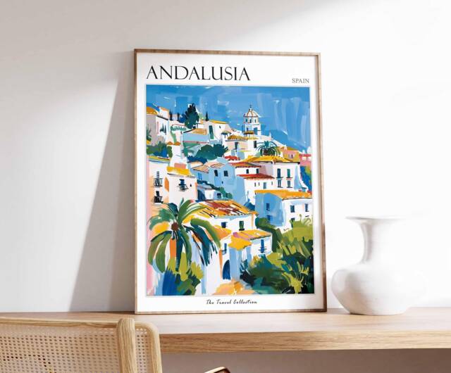 Andalusia Travel Poster Spanish Village Art Print - image 1