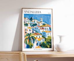 Andalusia Travel Poster Spanish Village Art Print - thumbnail 1