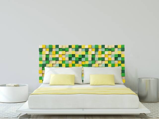 Modern Wood Headboard Green, Yellow, & Gold Wall Art - image 1