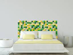 Modern Wood Headboard Green, Yellow, & Gold Wall Art