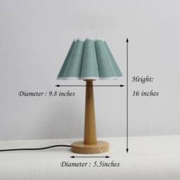Handmade Medium Green Fabric Table Lamp With Wooden Base - thumbnail 2