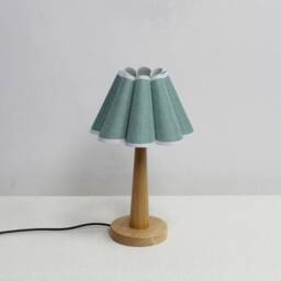 Handmade Medium Green Fabric Table Lamp With Wooden Base - thumbnail 3