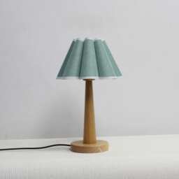 Handmade Medium Green Fabric Table Lamp With Wooden Base