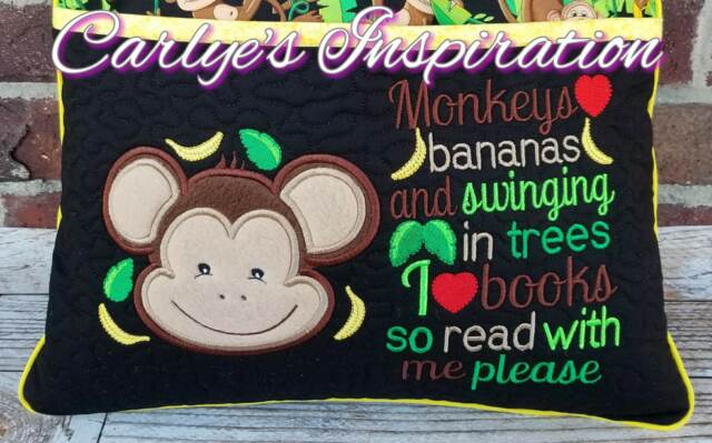 Monkeys Love Bananas Bundle Storybook Pillow Designs - 5x7 Design Includes 2 Digital Designs Monkey Applique - image 1