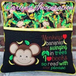 Monkeys Love Bananas Bundle Storybook Pillow Designs - 5x7 Design Includes 2 Digital Designs Monkey Applique - thumbnail 2