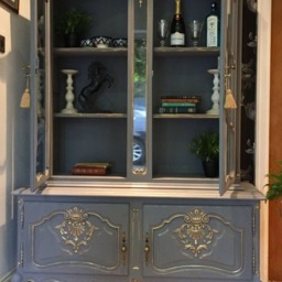 French Carved Vintage Louis Style Shabby Chic Bookcase Display Drinks Cabinet Hand Painted - thumbnail 3