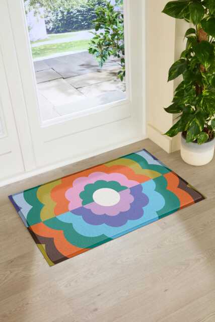 Elizabeth Olwen Petal Close Up Indoor Outdoor Doormat - Floral Entrance Rug Botanical Home Decor Housewarming Gift 90x60cm - image 1