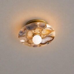Agate Stone Flush Mount Light, Mid Century Modern Sputnik Ceiling Natural Pendant Vintage Bathroom Vanity Home Decor - thumbnail 2