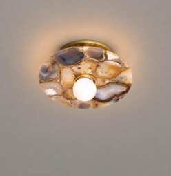 Agate Stone Flush Mount Light, Mid Century Modern Sputnik Ceiling Natural Pendant Vintage Bathroom Vanity Home Decor