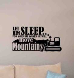 Let Him Sleep For When He Wakes Will Move Mountains Wall Decal Poster Vinyl Sticker Nursery Quote Boy Decor Tractor Art 1018 - thumbnail 1