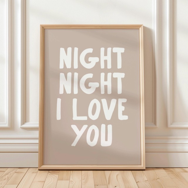 Night I Love You Print, Trendy Sleep Poster, Bedroom Decor, Minimalist Beige Wall Print , Cute Simply Wall Art - image 1