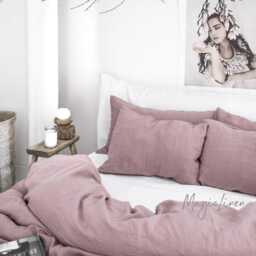 Woodrose Linen Pillowcase - Soft Stonewashed Flax Sham Custom Size Breathable Pillow Cover Dusty Pink Mauve Bedding Accent in Pure - thumbnail 2