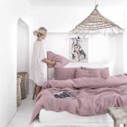 Woodrose Linen Pillowcase - Soft Stonewashed Flax Sham Custom Size Breathable Pillow Cover Dusty Pink Mauve Bedding Accent in Pure - thumbnail 3