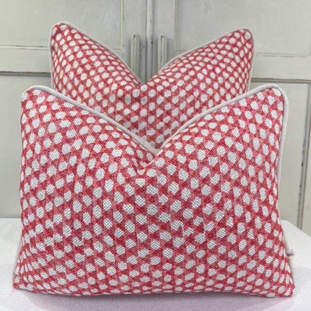Cushions Made in Fermoie Wicker Luxury Designer Decorative Red Linen Cushion Pillow Throw Cover - image 1