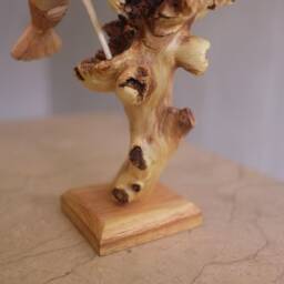 Wooden Hummingbird Couple Sculpture, Wood Carving, Bird Statue, Handmade Decor, Rustic, Unique, Housewarming, Wedding Gift For Mom - thumbnail 4
