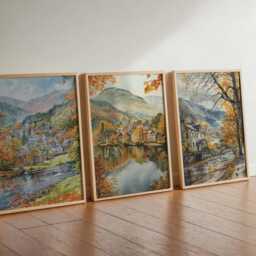 Set Of 3 Grasmere Posters, Lake District Prints, England Travel Poster Set, Scenic Wall Art Nature Landscape Decor Gift - thumbnail 2