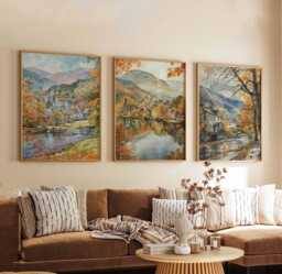 Set Of 3 Grasmere Posters, Lake District Prints, England Travel Poster Set, Scenic Wall Art Nature Landscape Decor Gift - thumbnail 1