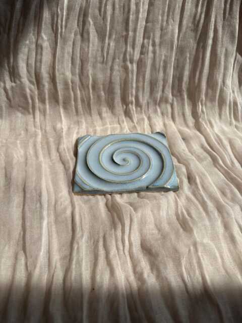 Sky Blue Soap Dish, Rectangular Bathroom Tray, Handmade Kitchen Pottery, Household Holder, Thrown Textured Dishes - image 1