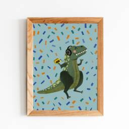 Art Print - Poster Dinosaur Tyrannosaurus Rex Dancing Dino Nursery - thumbnail 3