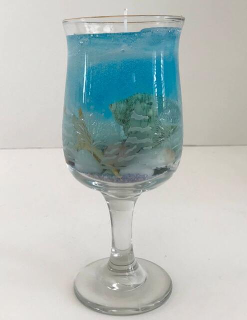 Jasmine Scented High Density Seascape Gel Candle in Glass Pedestal Cup - image 1