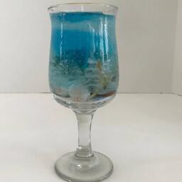 Jasmine Scented High Density Seascape Gel Candle in Glass Pedestal Cup - thumbnail 2