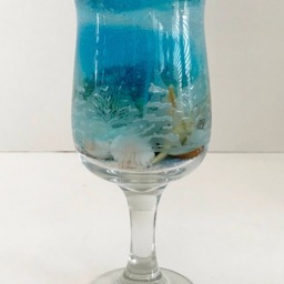 Jasmine Scented High Density Seascape Gel Candle in Glass Pedestal Cup - thumbnail 3