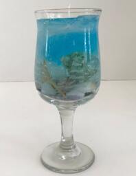 Jasmine Scented High Density Seascape Gel Candle in Glass Pedestal Cup