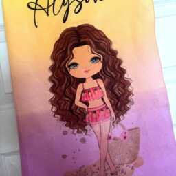 Personalized Character Beach Towel Custom Hair, Eye, Skin Color - thumbnail 3