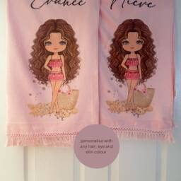 Personalized Character Beach Towel, Gurls Custom Holiday